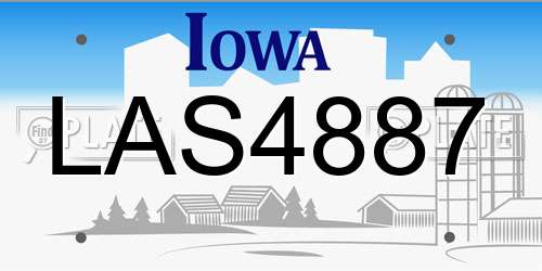LAS4887 Iowa License Plate