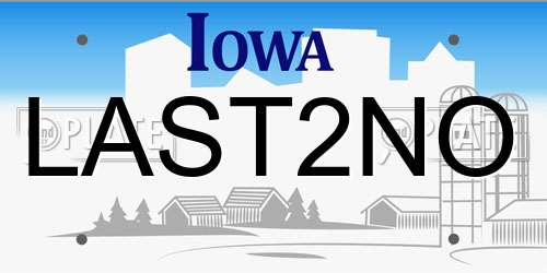 LAST2NO Iowa License Plate