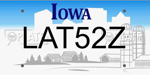 LAT52Z Iowa License Plate