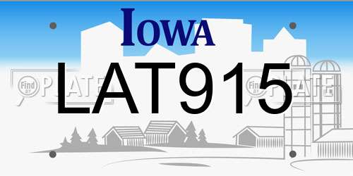 LAT915 Iowa License Plate