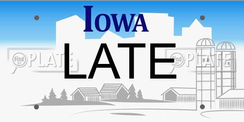 LATE Iowa License Plate