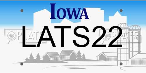 LATS22 Iowa License Plate