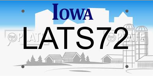 LATS72 Iowa License Plate