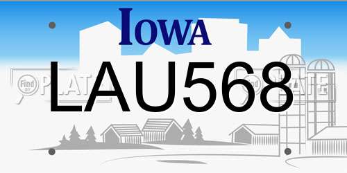 LAU568 Iowa License Plate