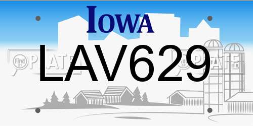LAV629 Iowa License Plate