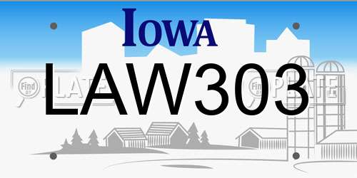 LAW303 Iowa License Plate