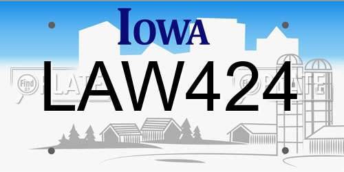 LAW424 Iowa License Plate