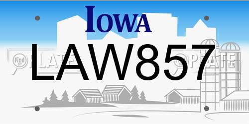 LAW857 Iowa License Plate