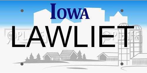 LAWLIET Iowa License Plate