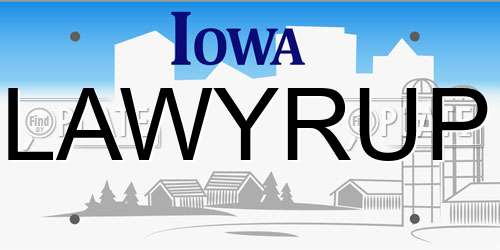 LAWYRUP Iowa License Plate