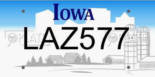 LAZ577 Iowa License Plate