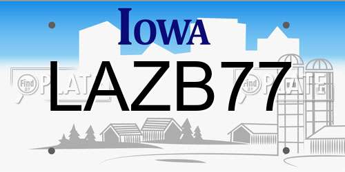 LAZB77 Iowa License Plate