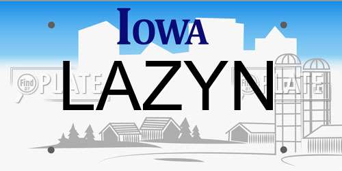 LAZYN Iowa License Plate