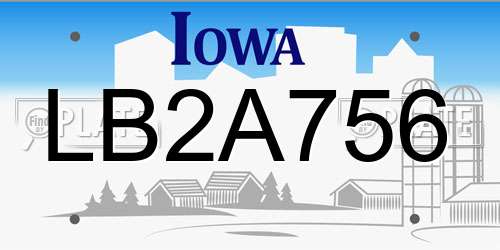 LB2A756 Iowa License Plate