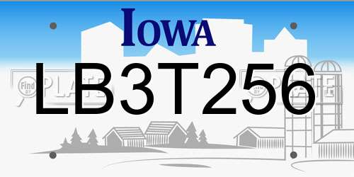 LB3T256 Iowa License Plate