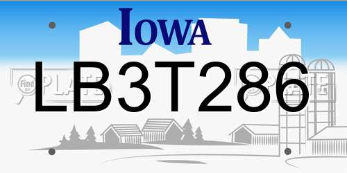 LB3T286 Iowa License Plate