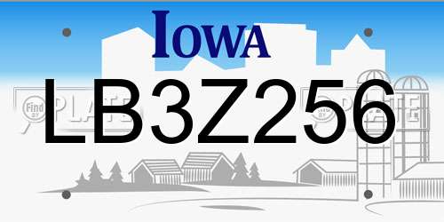 LB3Z256 Iowa License Plate