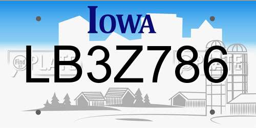 LB3Z786 Iowa License Plate