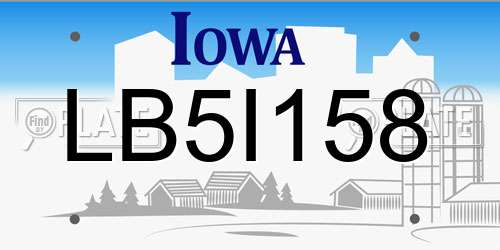 LB5I158 Iowa License Plate