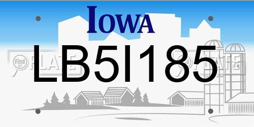 LB5I185 Iowa License Plate