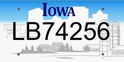 LB74256 Iowa License Plate
