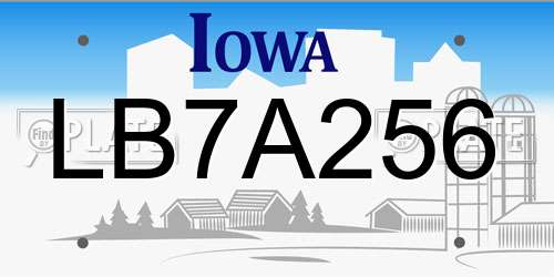 LB7A256 Iowa License Plate