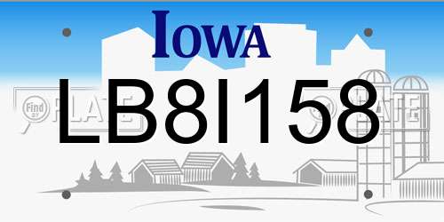 LB8I158 Iowa License Plate
