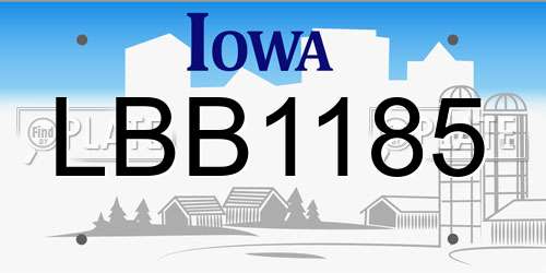 LBB1185 Iowa License Plate