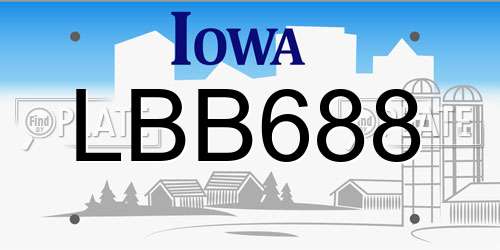 LBB688 Iowa License Plate