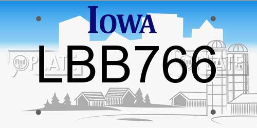 LBB766 Iowa License Plate