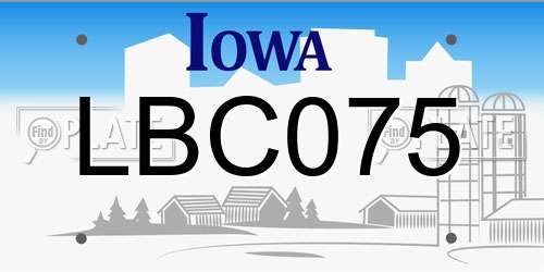 LBC075 Iowa License Plate