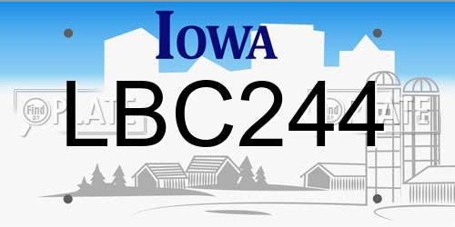 LBC244 Iowa License Plate