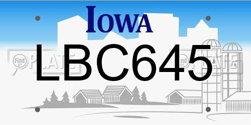 LBC645 Iowa License Plate