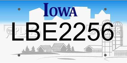 LBE2256 Iowa License Plate