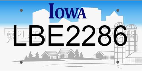 LBE2286 Iowa License Plate