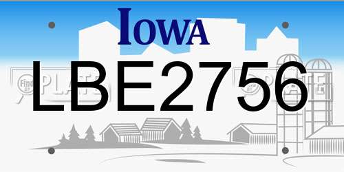 LBE2756 Iowa License Plate