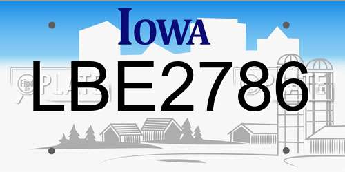 LBE2786 Iowa License Plate