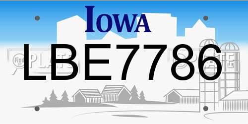 LBE7786 Iowa License Plate