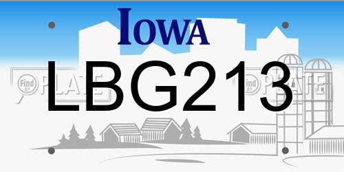 LBG213 Iowa License Plate