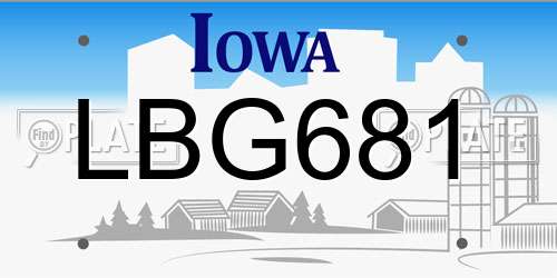 LBG681 Iowa License Plate