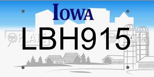 LBH915 Iowa License Plate