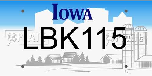 LBK115 Iowa License Plate