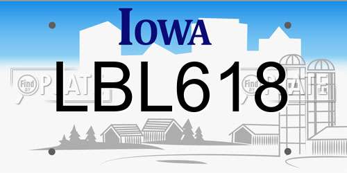 LBL618 Iowa License Plate