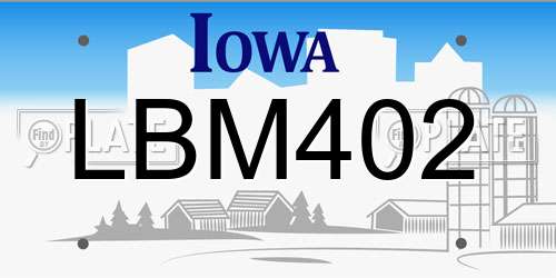LBM402 Iowa License Plate