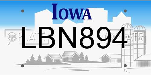 LBN894 Iowa License Plate