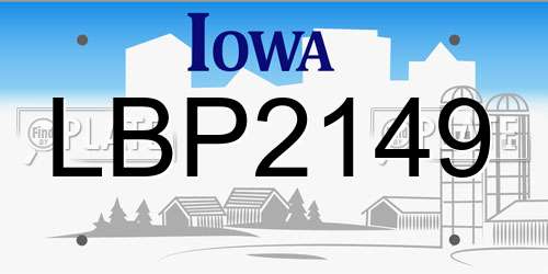 LBP2149 Iowa License Plate