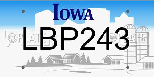 LBP243 Iowa License Plate