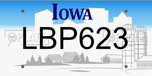 LBP623 Iowa License Plate