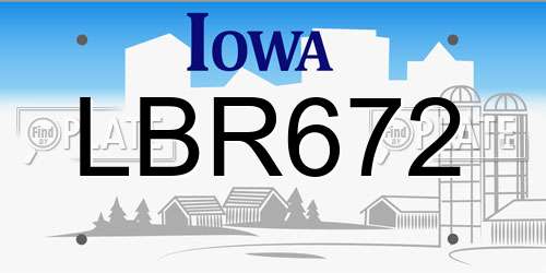 LBR672 Iowa License Plate