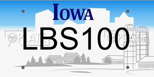 LBS100 Iowa License Plate